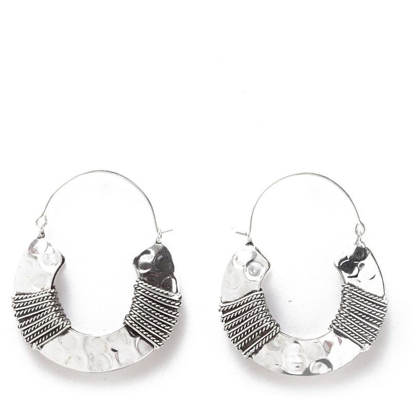 Silver plated contemporary hoop earrings Metal Hoop Earring