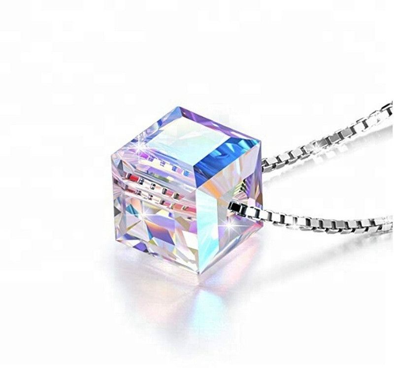 Women pendant color changing crystal pendant cube 8mm Metal Pendant