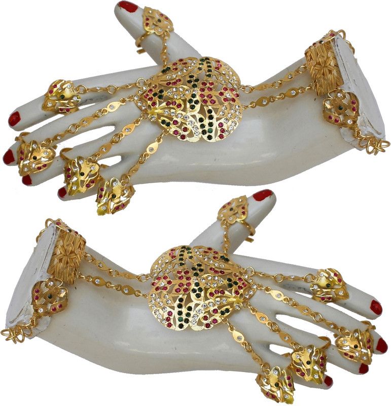 Alloy Cubic Zirconia Gold-plated Ring Bracelet  (Pack of 2)