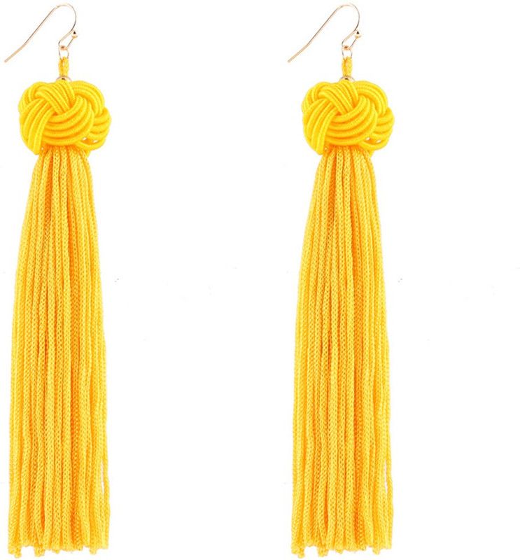 Knotted Extra Long Tassel Fabric Tassel Earring