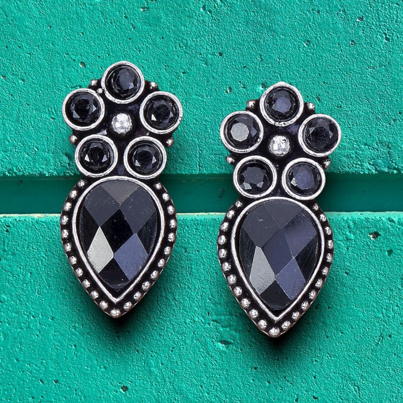 Hello Joy Classic Earring With Oxidized Plating Alloy Chandbali Earring
