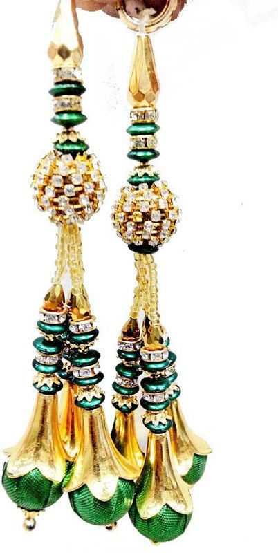 Lace styles Stylish Women's Handmade Designer Ethnic Work Hanging Latkan with velvet stone Beaded and ball Latkan for women Lehnga,Blouse,Dress(pack of 10 pcs)(Black) Brooch  (Multicolor)