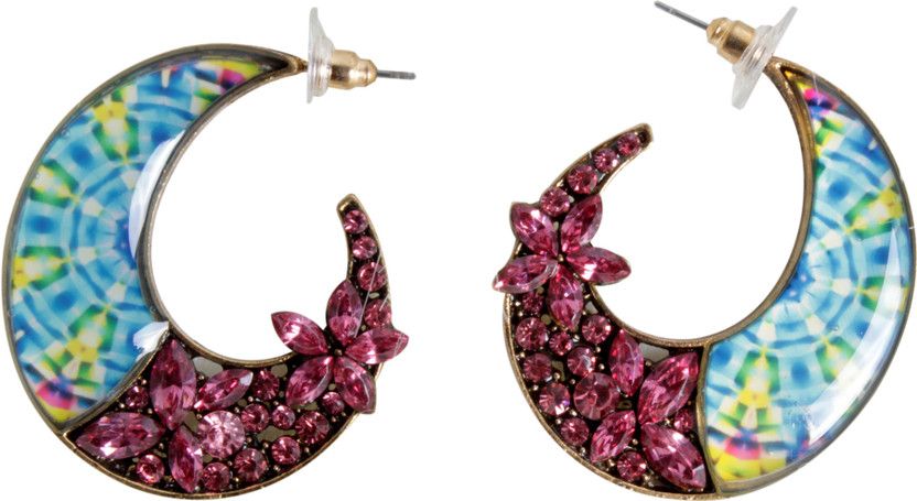 Rhinestone studded Modern Style Gold Plated Dangler Cubic Zirconia Metal Drops & Danglers