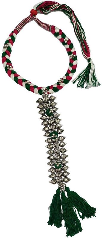 Thread Necklace long pendant Tassel embellishment Tribal statement Jewelry Brass Necklace