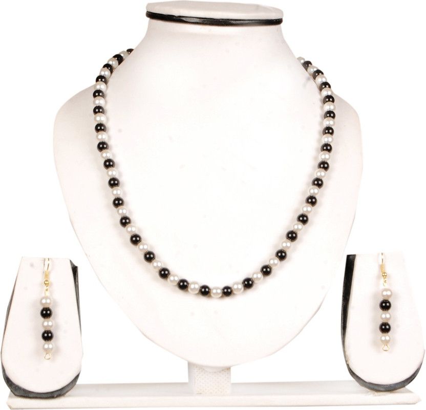 Mother of Pearl White, Black Jewel Set  (Pack of 1)