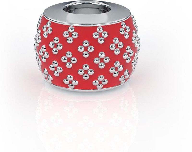 The Pink Lane The Red Check Charm Sterling Silver Beaded Charm