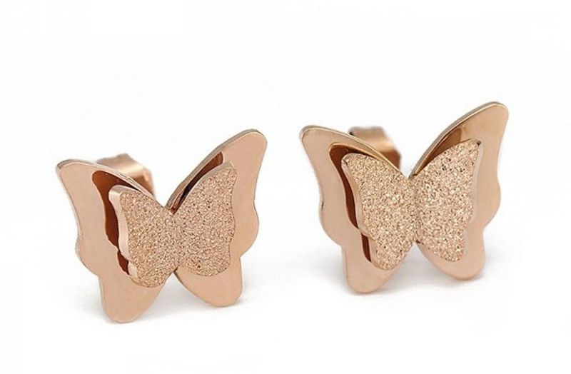 ROASEGOLD 3D BUTTERFLY EARINGS Stainless Steel Earring Set
