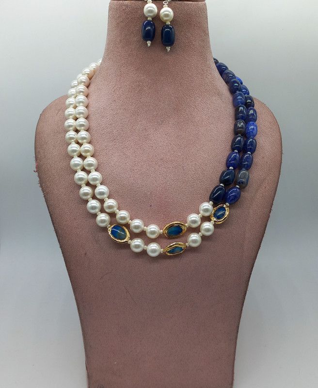 Stone White, Blue Jewel Set  (Pack of 1)