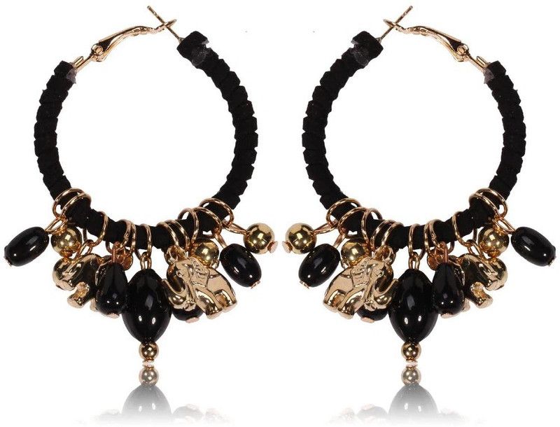 Charm Bead Big Statement Hypoallergenic Skin Friendly Metal Hoop Earring