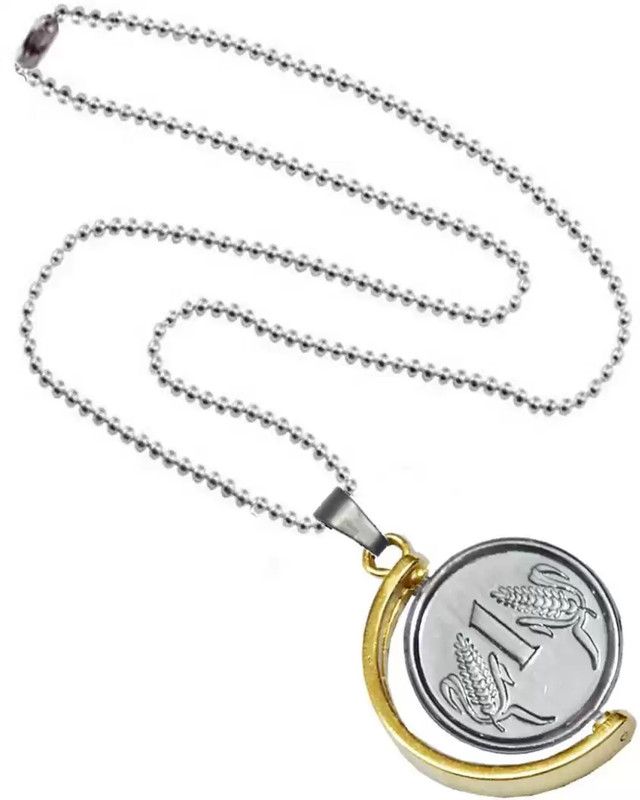 One Rupee Coin Gold & Silver Color Anjaan Locket With Chain Copper Pendant