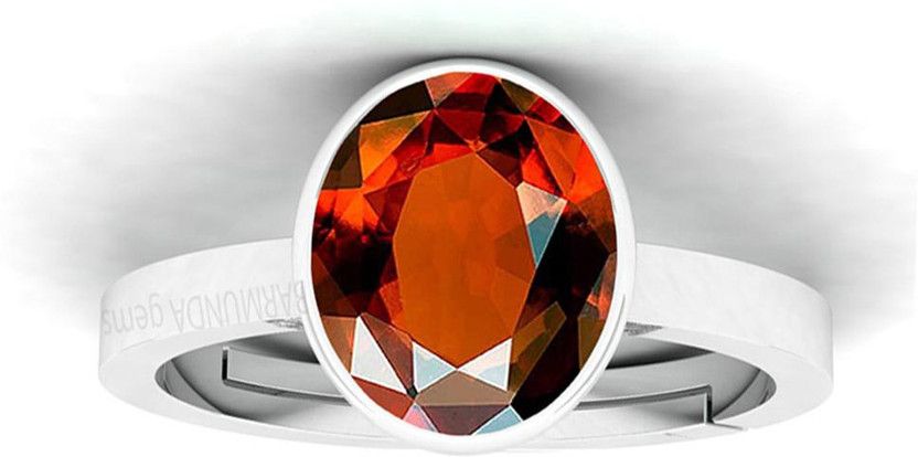 9.25 Ratti / 8.32 ct. Hessonite Gomed Gemstone German Silver Ring Metal Garnet Rhodium Plated Ring