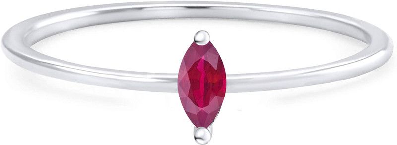 Metal Ruby Rhodium Plated Ring