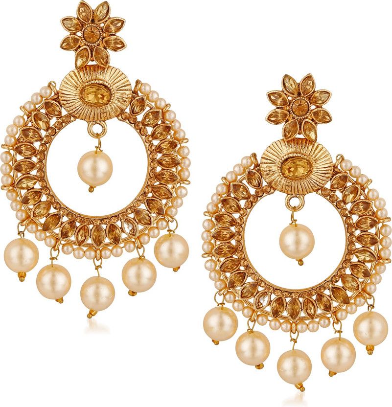 Chandbali Jhumki Party Wear Stylish Jhumka Earrings Cubic Zirconia Copper, Brass Jhumki Earring