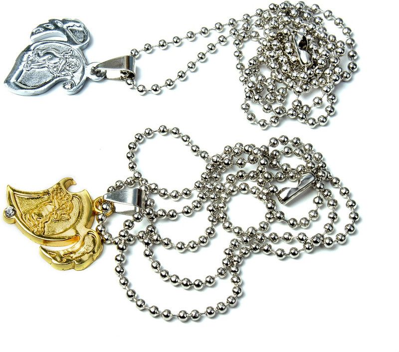Silver and Gold Heart Shape 2 in 1 CZ Love Couple Pendant Locket for Women and Girls Silver Stainless Steel Pendant Set