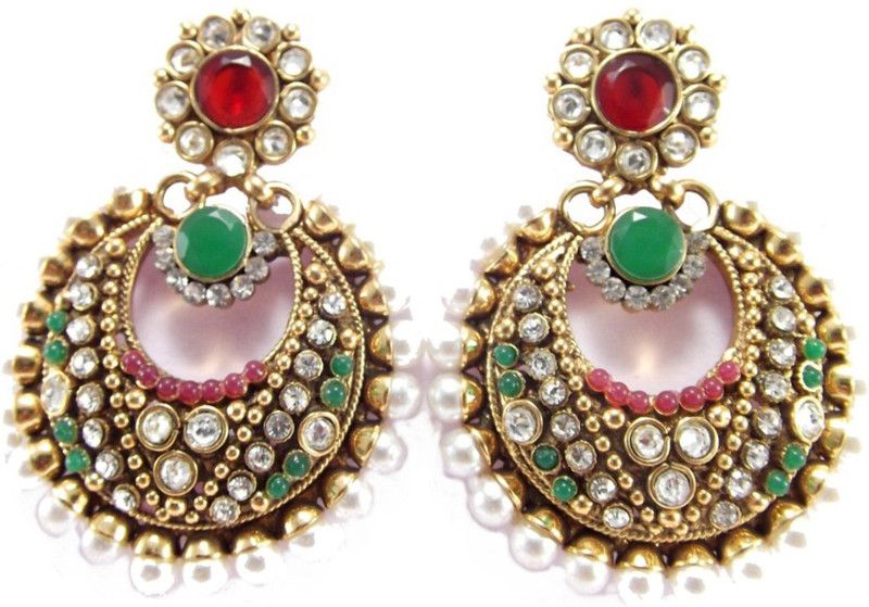 P25R Zircon Alloy Chandbali Earring