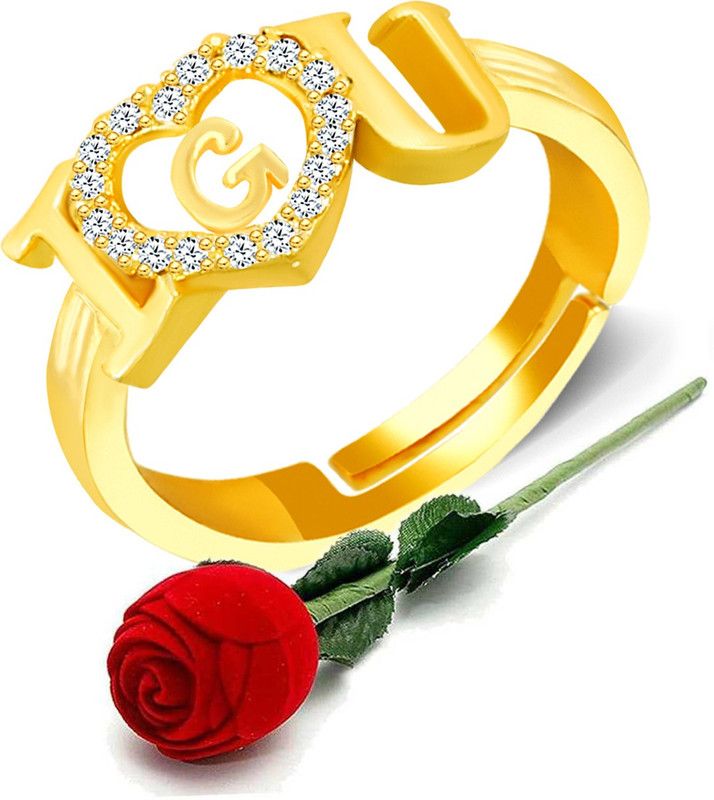 Rings for girls J alphabet valentine propose proposal lovers wedding anniversary Brass, Copper, Crystal, Stone, Alloy, Metal Cubic Zirconia, Diamond, Zircon, Crystal Gold Plated Ring
