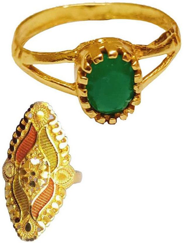 HK Ring bb-31 Metal Onyx Gold Plated Ring Set