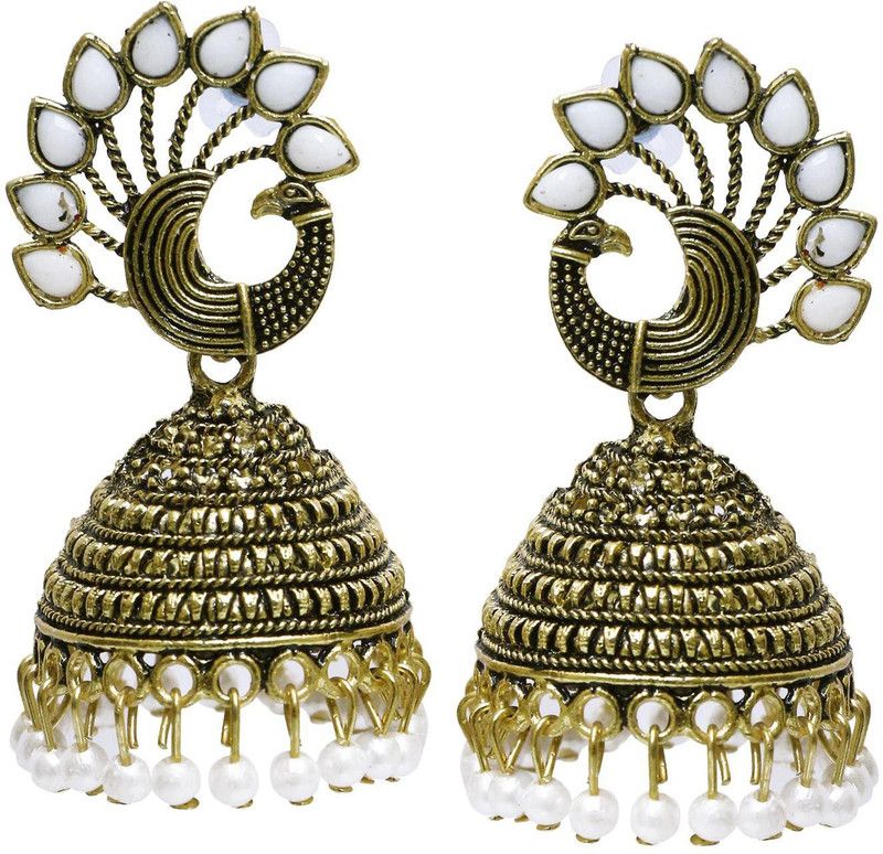 Traditional Indian Gold Plated Peacock jhumka Earrings Alloy Jhumki Earring