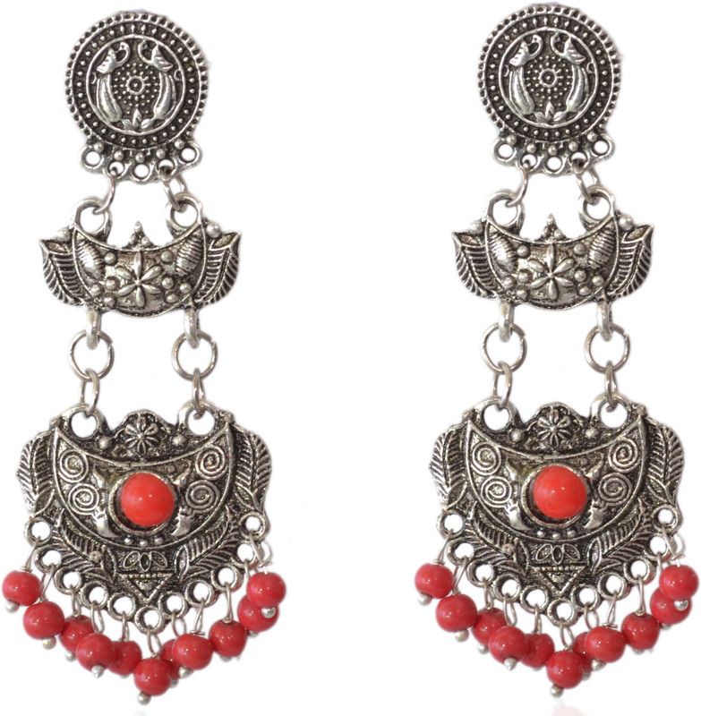 Oxidised Long Metal Chandbali Earring