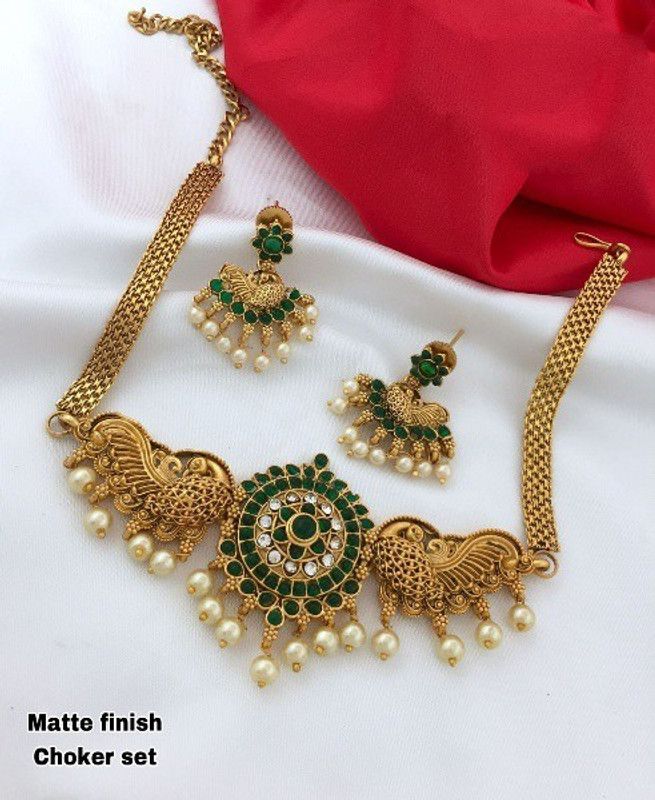 Copper Jewel Set  (Green, Gold)