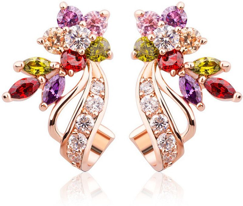 Resplendent Crystal Alloy Hoop Earring