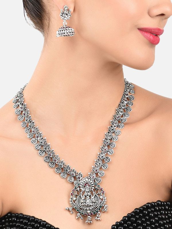 Stone Silver Silver, Black Jewel Set  (Pack of 1)