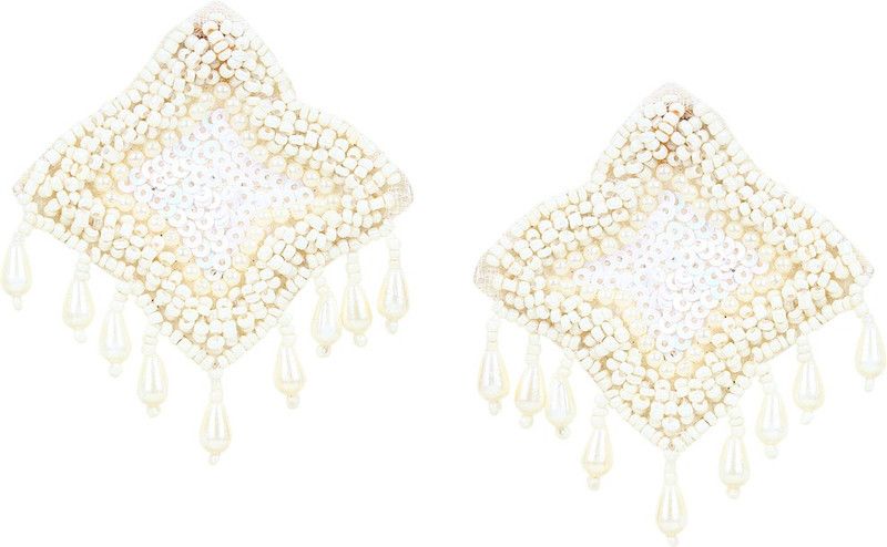White Star Woven Beads Earrings Alloy Drops & Danglers