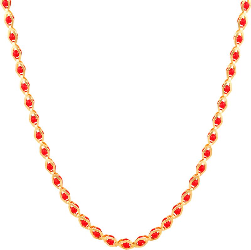 Red Gold Chain For Women Girls Beads Neck Chain Necklace 28 Inches Chain For Men Beads Gold-plated Plated Alloy Chain
