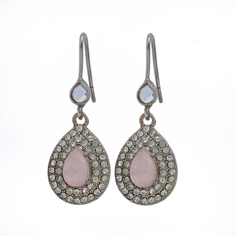 Pink Cz Earring Cubic Zirconia German Silver Drops & Danglers