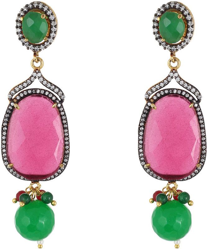 Pretty Onyx Brass Drops & Danglers