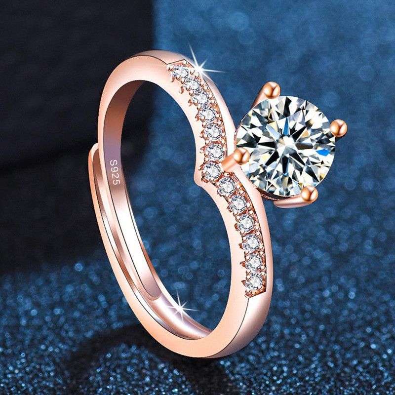 Elegant Solitaire Casual Everyday Ring For Women & Girls Stainless Steel Swarovski Crystal Gold Plated Ring