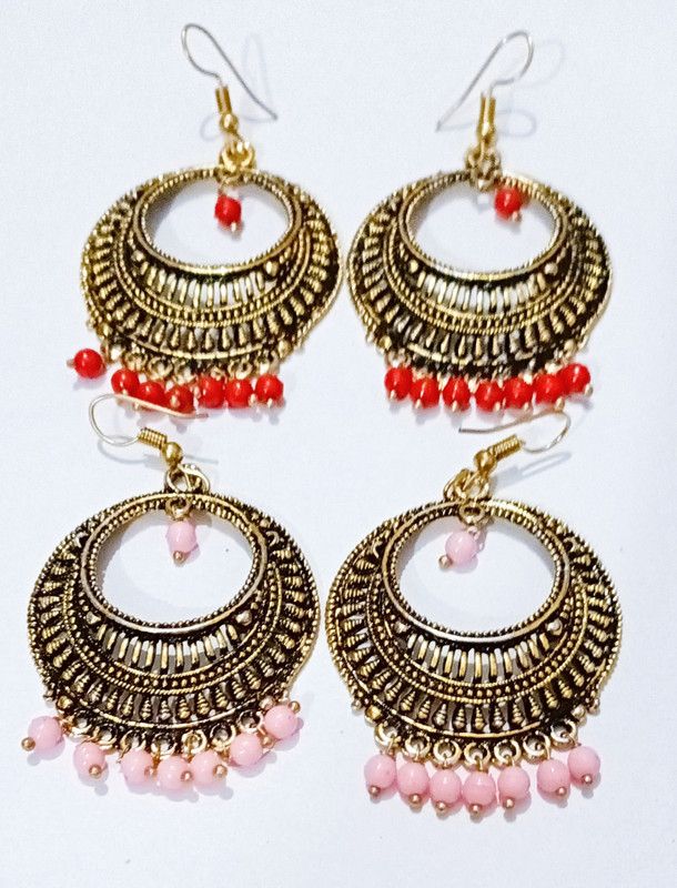 Fancy earrings combo pack pair of - 2 earrings Pearl Alloy Chandbali Earring