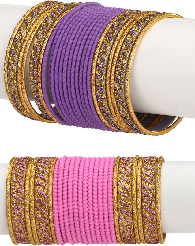 Silver Beads, Crystal Bangle Set  (Pack of 48)