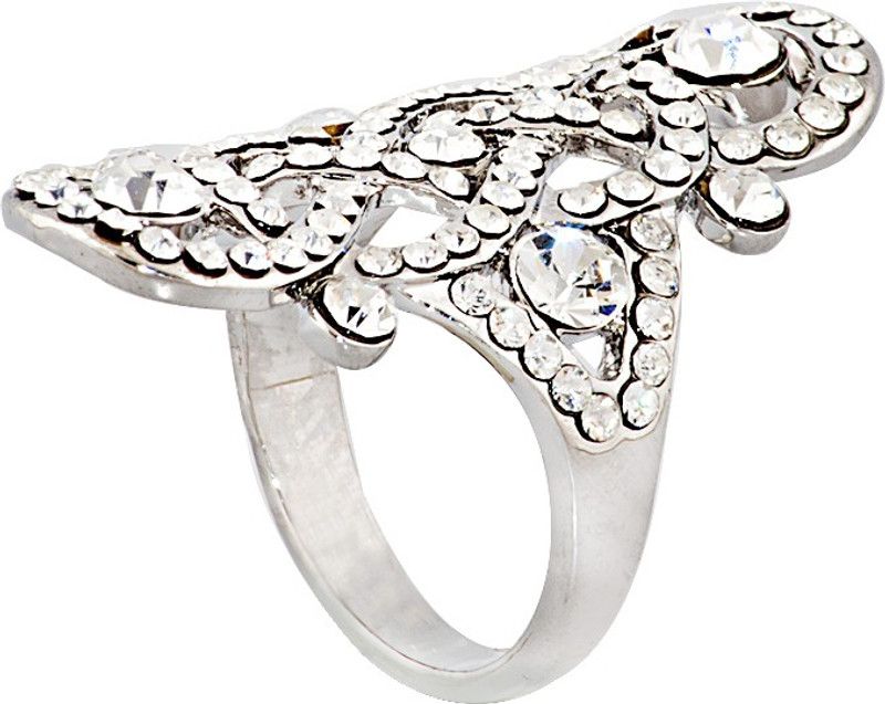 Sparkle Loops Brass Cubic Zirconia Rhodium Plated Ring
