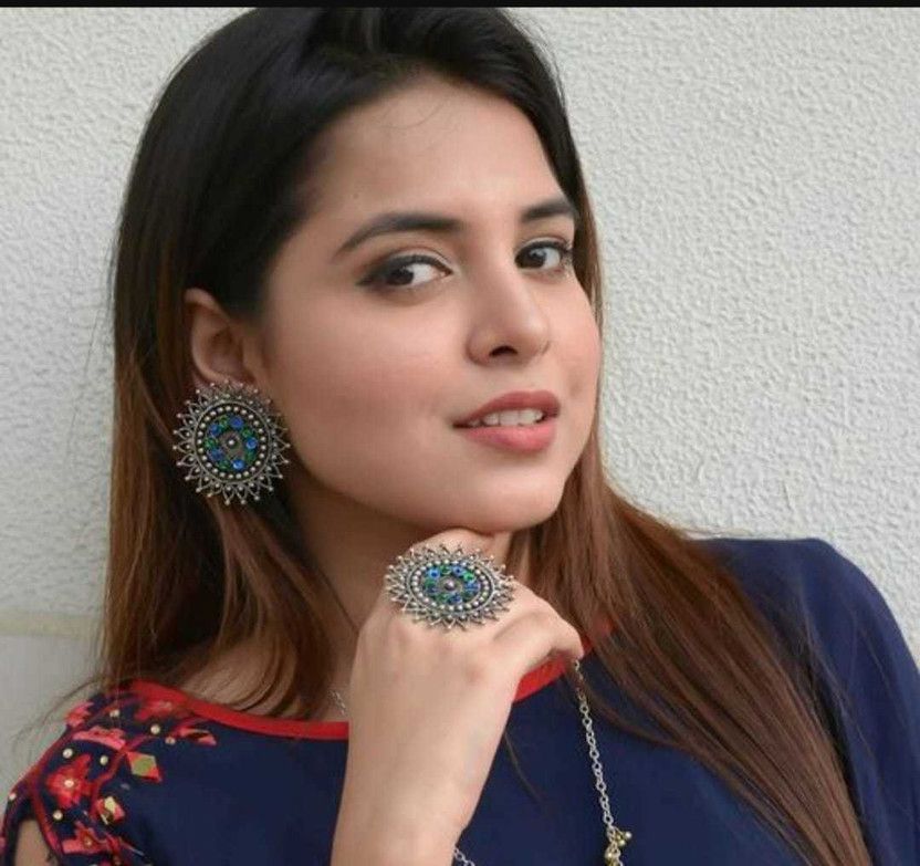 Earr - Ring Combo Blue -- OM Stone Stud Earring