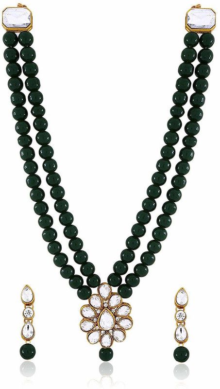 Brass Jewel Set  (Green, White)