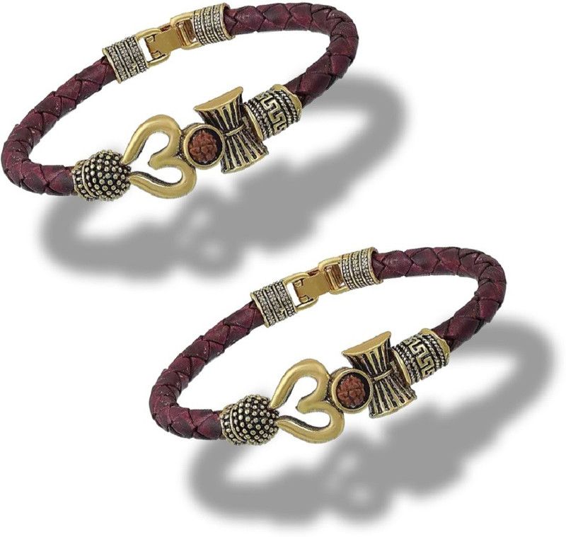 Brass, Leather Bracelet  (Pack of 2)