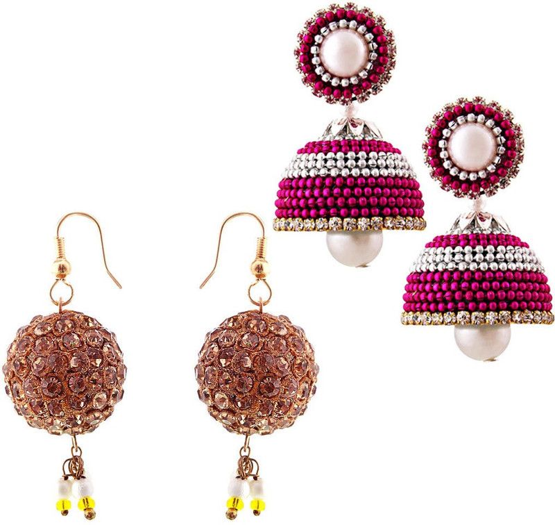 Combo of Two Fashionable Multicolor Jhumki Paper, Brass Jhumki Earring