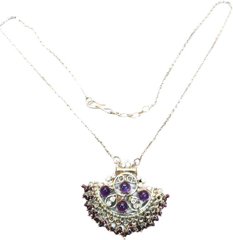 Rhodium Cubic Zirconia, Amethyst Stone, Silver, Alloy Pendant