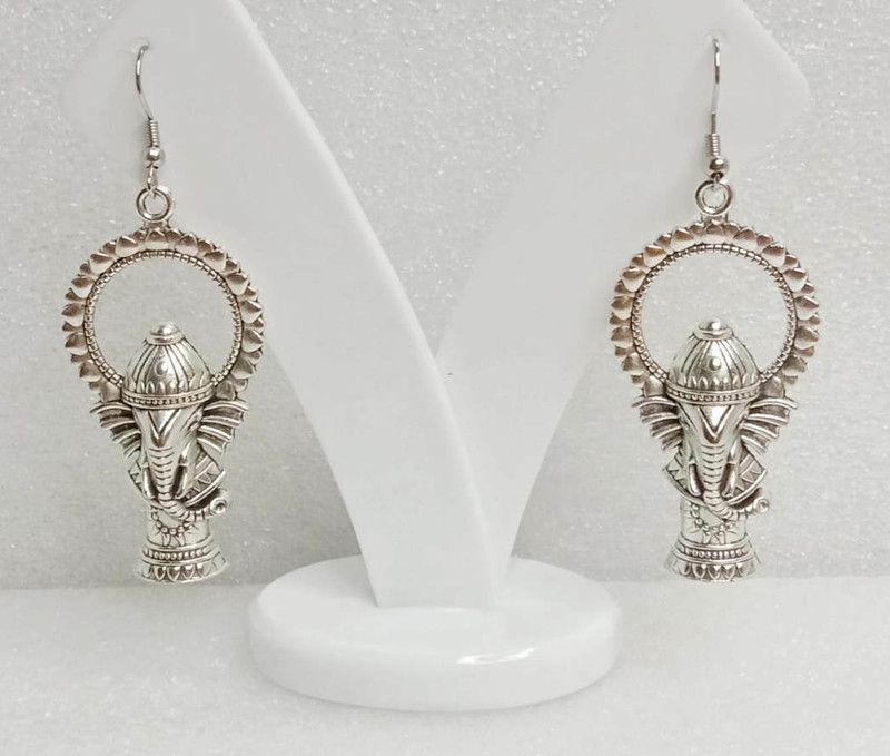 LORD GANESHA SILVER EARRING Alloy Drops & Danglers