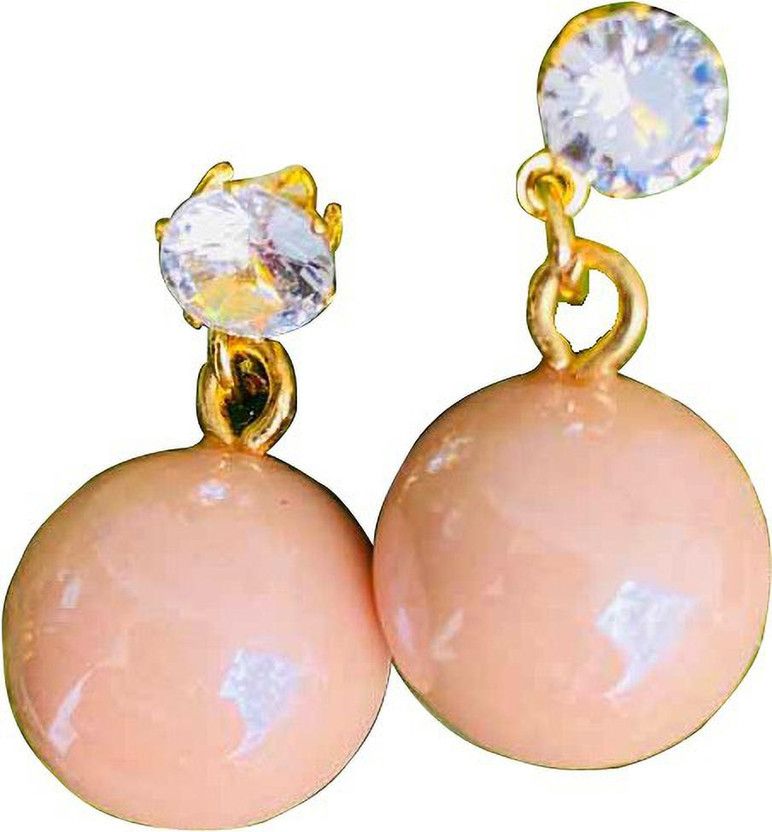 Previous Next SURATDIAMOND Hanging Shell Gold Plated Pearl Earrings for Girls Pearl Metal Clip-on Earring