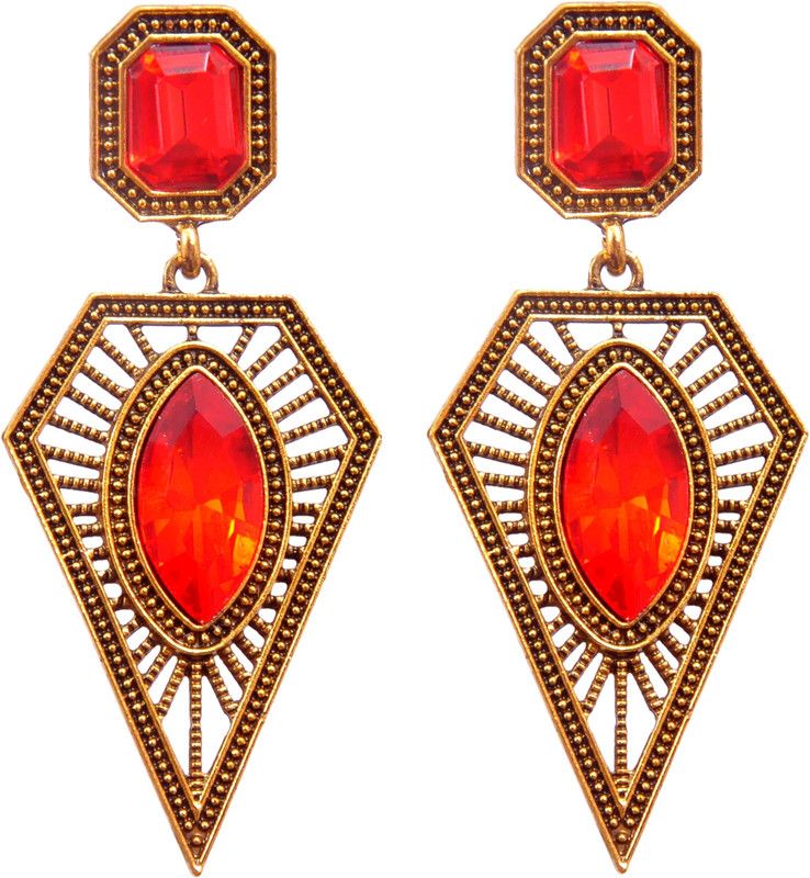 Triangle Red Crystal Alloy Drops & Danglers