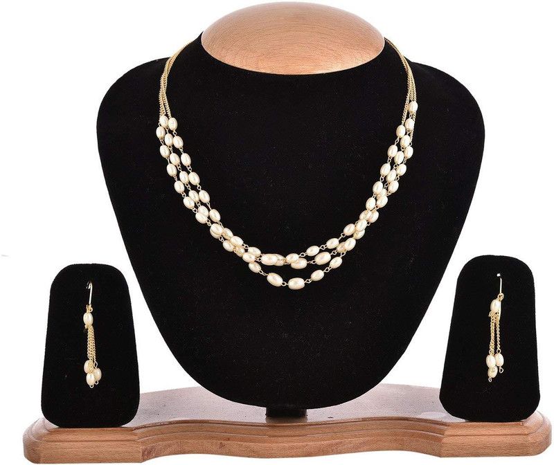 Brass Rhodium White, Gold Jewel Set  (Pack of 1)