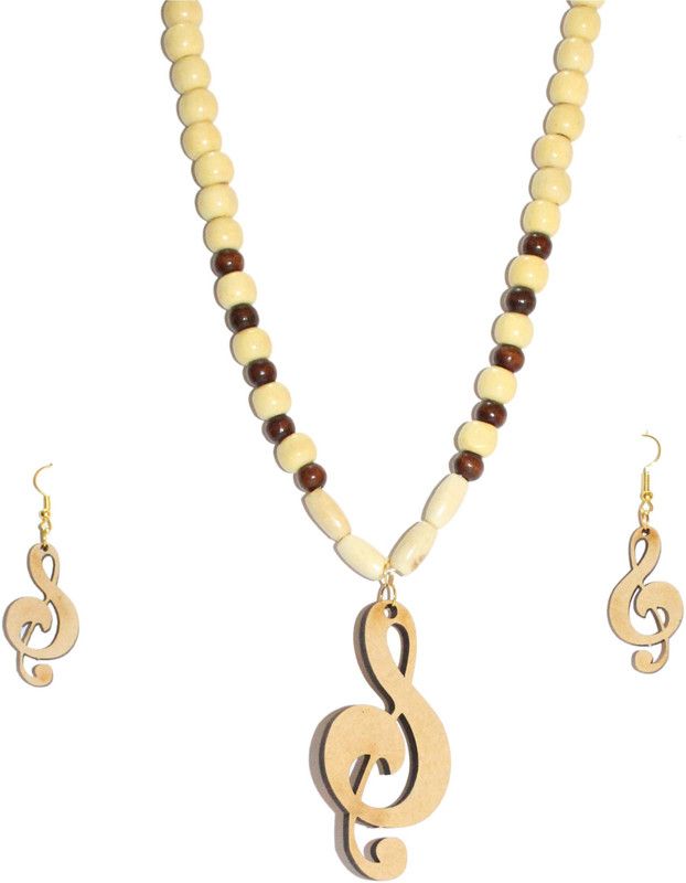 Wood Brown Jewel Set  (Pack of 1)