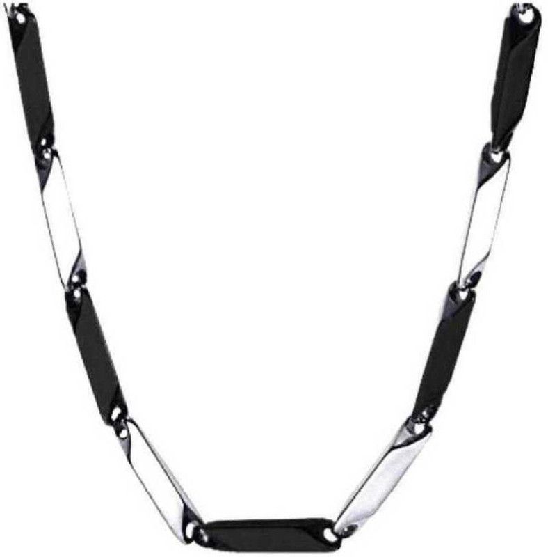 R 05.SBLACK Black Silver, Silver Plated Alloy Chain