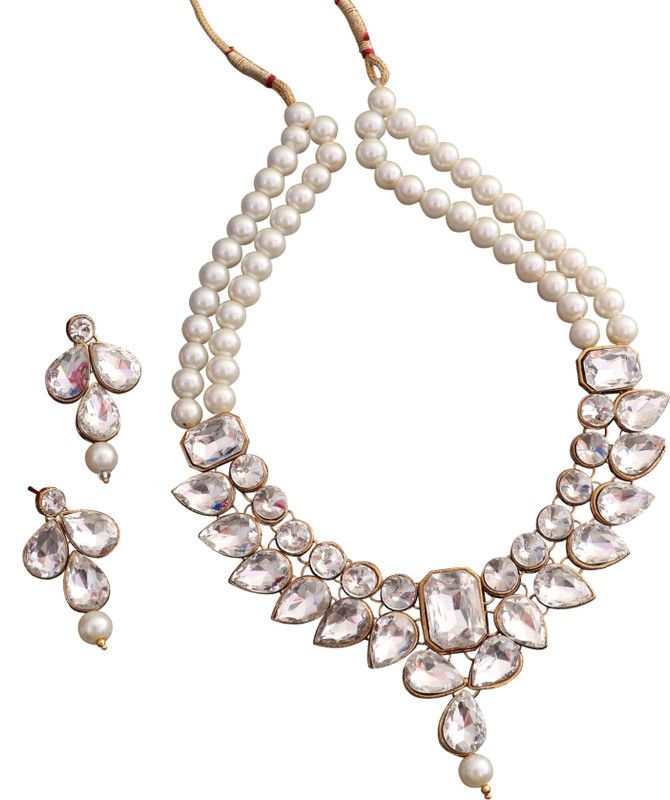 Mother of Pearl, Crystal, Alloy Copper White Jewel Set  (Pack of 1)