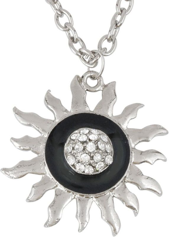 White AAA Cubic Zirconia Cubic Zirconia (CZ) Sun design pendant necklace for Men and Women Silver Cubic Zirconia Brass Pendant
