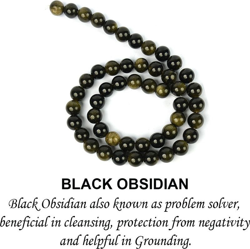 Natural Black Obsidian Loose Beads Crystal Beads 8 mm Beads Crystal Crystal Necklace