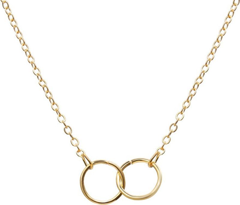 Womens Golden Double Ring Necklace Alloy Necklace