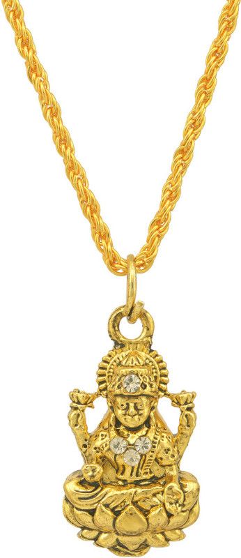 Gold plated CZ Godess Laxmi Lakshmi chain pendant women temple jewellery Gold-plated Brass Pendant